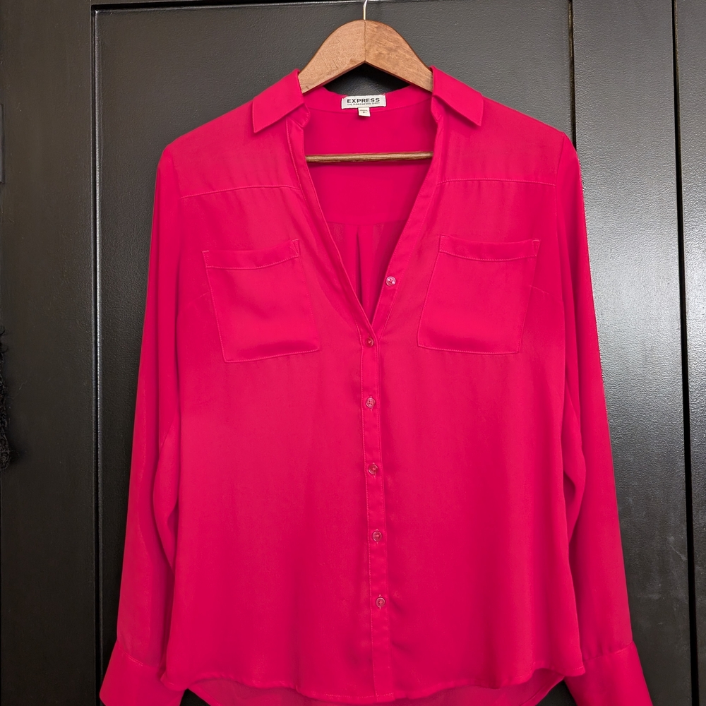 Express Vibrant Pink Button-Down Shirt